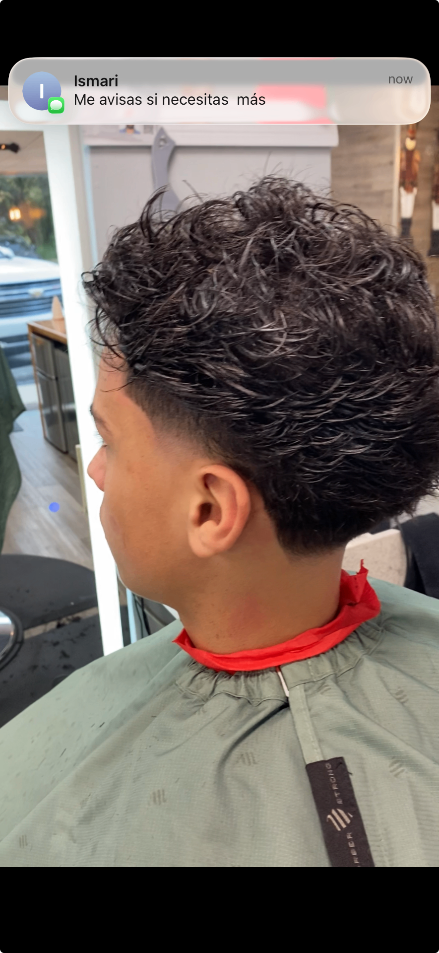 Curly top with clean taper